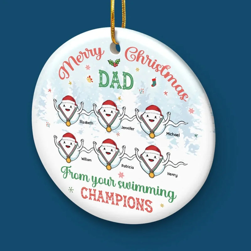 Dad, You Are My Hero - Family Personalized Custom Ornament - Ceramic Round Shaped - Christmas Gift For Dad, Grandpa
