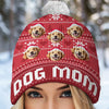 Custom Photo Love Is A Four-Legged Christmas - Dog & Cat Personalized Custom Christmas Beanie Hat - Christmas Gift For Pet Owners, Pet Lovers