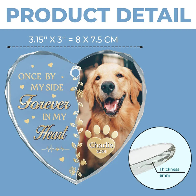Custom Photo You Left Paw Prints On My Heart That Will Never Fade Away - Memorial Personalized Custom Heart Glass Ornament - Sympathy Gift, Christmas Gift For Pet Owners, Pet Lovers
