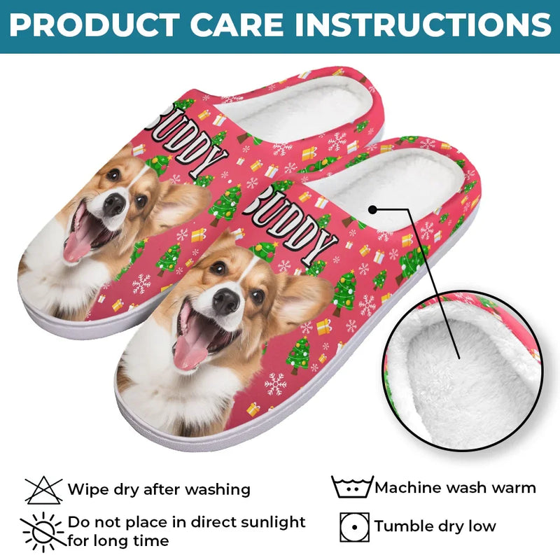 Custom Photo Wagging Tails, Happy Hearts - Dog & Cat Personalized Custom Fluffy Slippers - Christmas Gift For Pet Owners, Pet Lovers