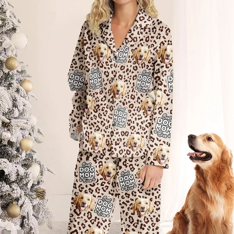 Custom Photo My Pet Is My Happy Place - Dog & Cat Personalized Custom Pajamas - Christmas Gift For Pet Owners, Pet Lovers