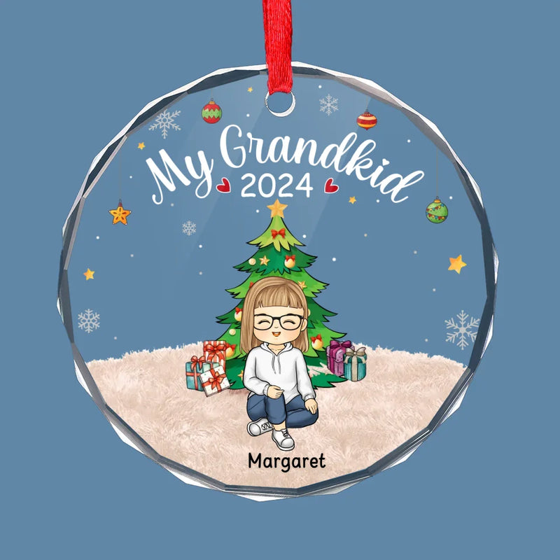 Every Moment With Them Is A Treasure - Family Personalized Custom Circle Glass Ornament - Christmas Gift For Grandma, Grandpa