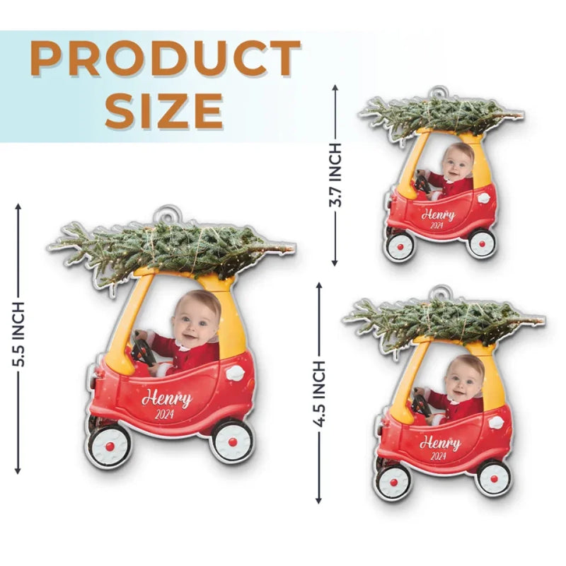 Custom Photo Celebrating The Season With Our Littlest Reason - Family Personalized Custom Ornament - Acrylic Custom Shaped - Christmas Gift For Baby Kids, Newborn Baby, First Christmas