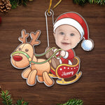Custom Photo Tiny Santa, Big Christmas Spirit - Family Personalized Custom Ornament - Acrylic Custom Shaped - Christmas Gift For Baby Kids, Newborn Baby