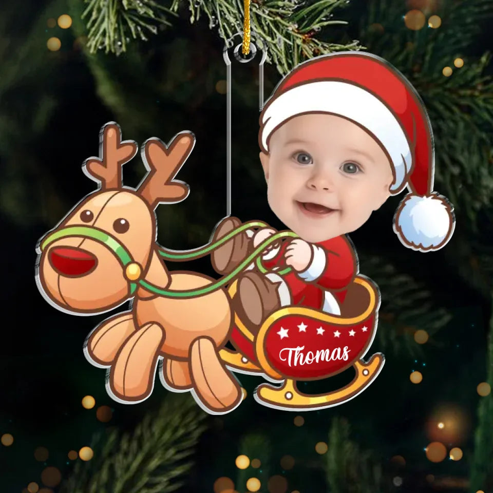 Photo personnalisée Petit Père Noël, Grand Esprit de Noël - Décoration familiale personnalisée - Forme personnalisée en acrylique - Cadeau de Noël pour bébé, enfant, nouveau-né