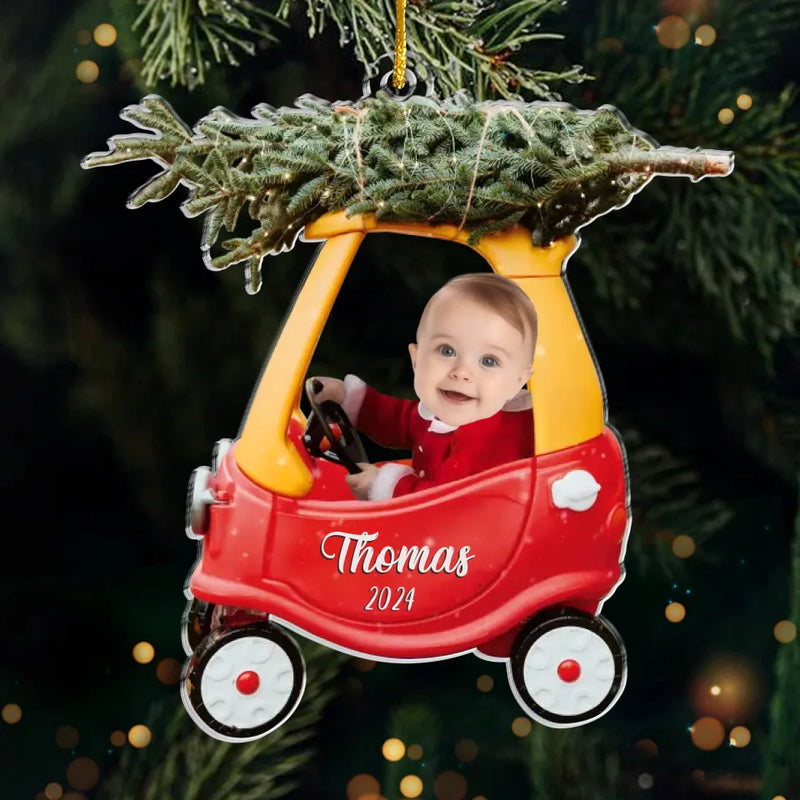 Custom Photo Celebrating The Season With Our Littlest Reason - Family Personalized Custom Ornament - Acrylic Custom Shaped - Christmas Gift For Baby Kids, Newborn Baby, First Christmas