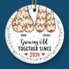 Growing Old Together - Couple Personalized Custom Ornament - Ceramic Round Shaped - Christmas Gift For Husband Wife, Anniversary
