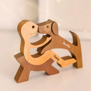 Personalized Custom Wooden Pet Carvings - The Love Between You And Your Fur-Friend - Gift For Pet Lovers - New Arrival, Wood Sculpture Table Ornaments, Carved Wood Decor AMZ