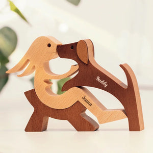 Personalized Custom Wooden Pet Carvings - The Love Between You And Your Fur-Friend - Gift For Pet Lovers - New Arrival, Wood Sculpture Table Ornaments, Carved Wood Decor AMZ