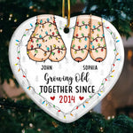I Dream Of Growing Old Together With You - Couple Personalized Custom Ornament - Ceramic Heart Shaped - Christmas Gift For Husband Wife, Anniversary