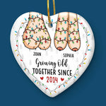 I Dream Of Growing Old Together With You - Couple Personalized Custom Ornament - Ceramic Heart Shaped - Christmas Gift For Husband Wife, Anniversary