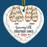 I Dream Of Growing Old Together With You - Couple Personalized Custom Ornament - Ceramic Heart Shaped - Christmas Gift For Husband Wife, Anniversary
