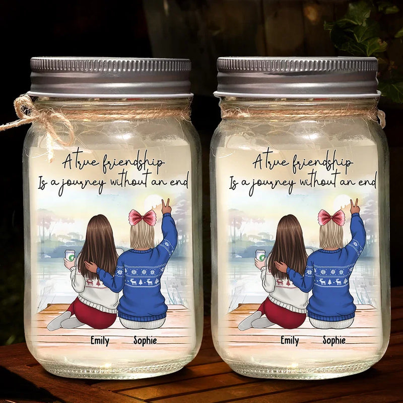 There Is No Greater Gift Than Friendship - Bestie Personalized Custom Mason Jar Light - Christmas Gift For Best Friends, BFF, Sisters