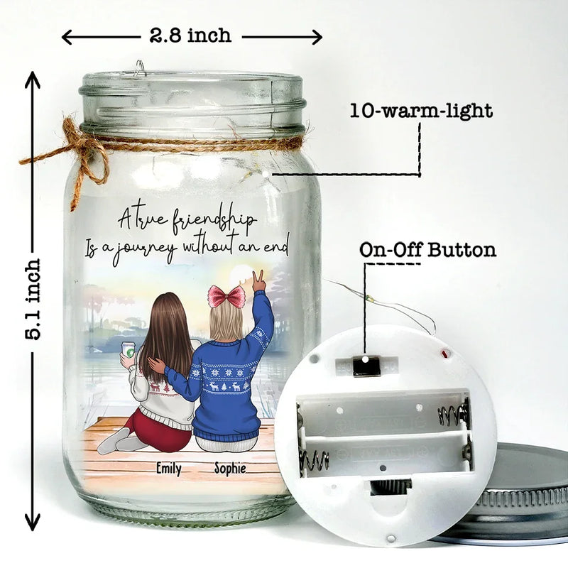 There Is No Greater Gift Than Friendship - Bestie Personalized Custom Mason Jar Light - Christmas Gift For Best Friends, BFF, Sisters
