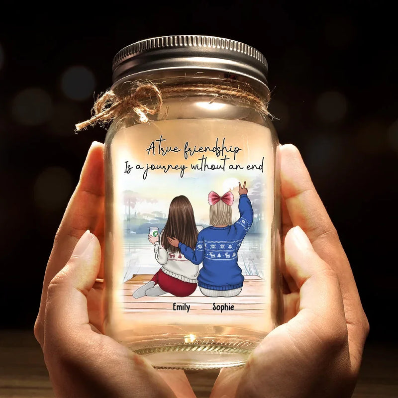 There Is No Greater Gift Than Friendship - Bestie Personalized Custom Mason Jar Light - Christmas Gift For Best Friends, BFF, Sisters
