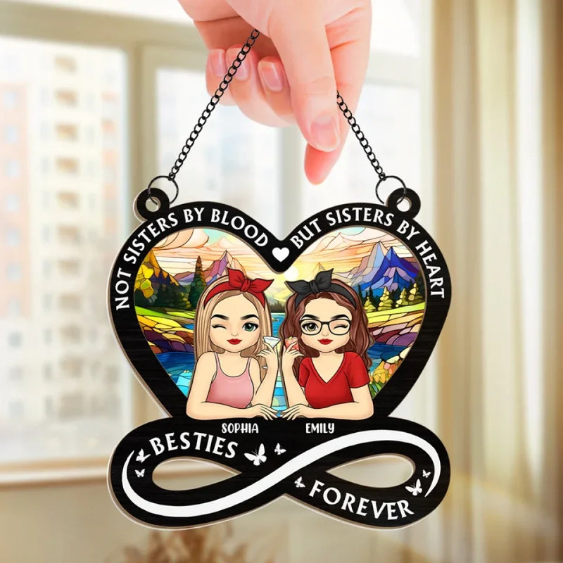 Sisters Make The Best Of Friends - Bestie Personalized Window Hanging Suncatcher Ornament - Gift For Best Friends, BFF, Sisters