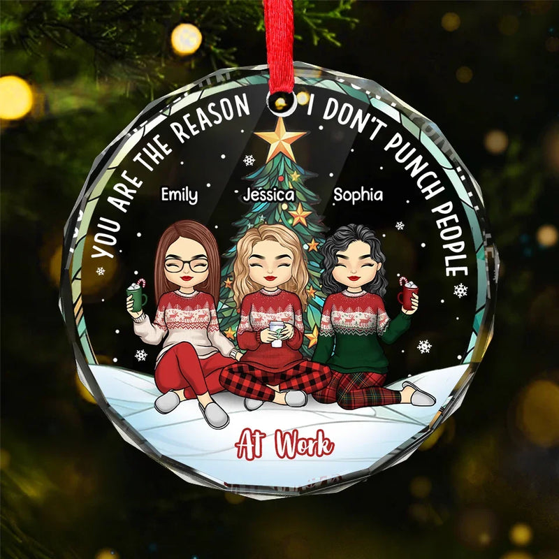Congrats On Being My Coworker - Coworker Personalized Custom Circle Glass Ornament - Christmas Gift For Coworkers, Work Friends, Colleagues