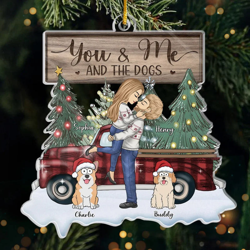 Thanks Fur The Christmas Memories - Couple Personalized Custom Ornament - Acrylic Custom Shaped - Christmas Gift For Husband Wife, Anniversary, Pet Owners, Pet Lovers