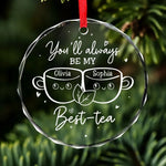 Custom Name Best-Tea Gifts for Best Friends - Personalized Glass Ornament