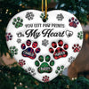 You Left Paw Prints On My Heart - Memorial Personalized Custom 3D Inflated Effect Printed Ornament - Ceramic Heart Shaped - Sympathy Gift, Christmas Gift For Pet Owners, Pet Lovers