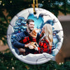 Custom Photo Together Is The Best Gift Of All - Family Personalized Custom Ornament - Ceramic Round Shaped - Christmas Gift For Family Members