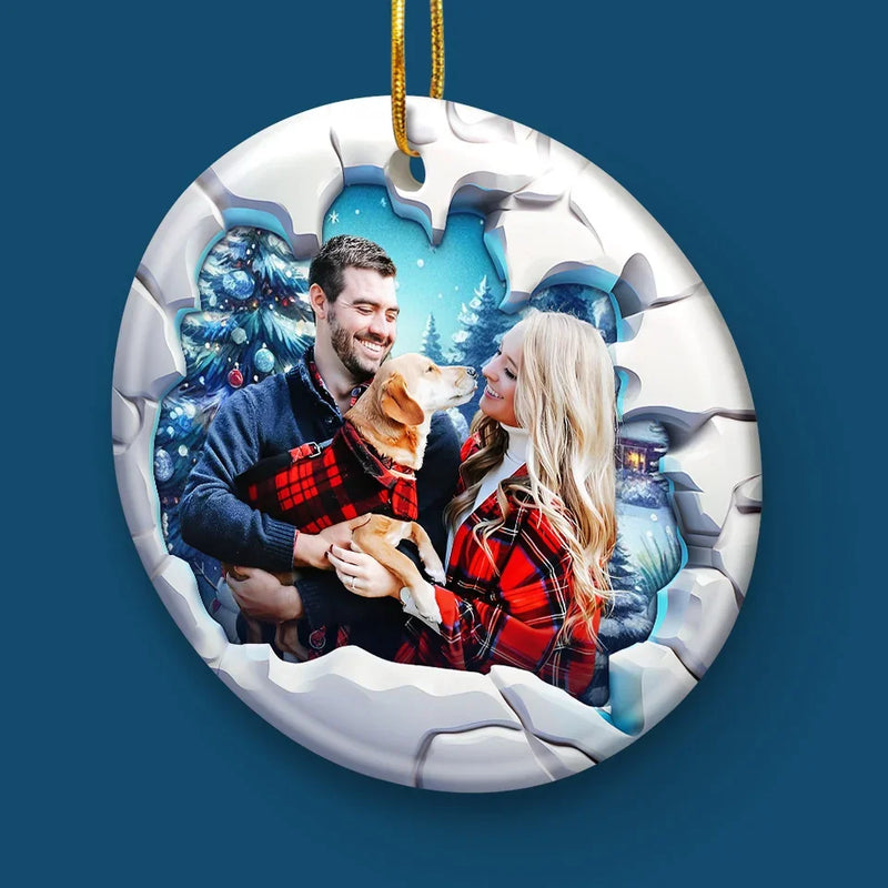 Custom Photo Together Is The Best Gift Of All - Family Personalized Custom Ornament - Ceramic Round Shaped - Christmas Gift For Family Members