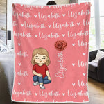 Custom Name Cartoon Girl Gifts for Kids - Personalized Blanket