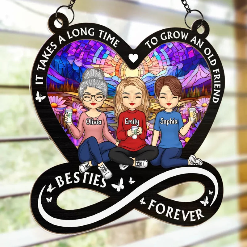 Friendship Is The Sweetest Gift Of All - Bestie Personalized Window Hanging Suncatcher Ornament - Gift For Best Friends, BFF, Sisters