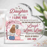 Always Remember, My Love To Follow Your Dreams - Family Personalized Custom Heart Shaped Acrylic Plaque - Gift For Mom, Daughter