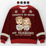 Congrats On Being My Boyfriend - Couple Personalized Custom Ugly Sweatshirt - Unisex Wool Jumper - Christmas Gift For Husband Wife, Anniversary