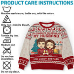 Cheers To Having You As My Husband - Couple Personalized Custom Ugly Sweatshirt - Unisex Wool Jumper - Christmas Gift For Husband Wife, Anniversary
