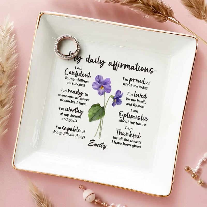 My Daily Affirmations - Bestie Personalized Custom Jewelry Dish - Gift For Best Friends, BFF, Sisters