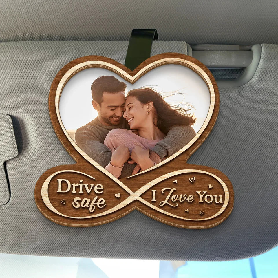 CustomPhotoDriveSafe,ILoveYou-CouplePersonalizedCustomCarVisorClip-ChristmasGiftForHusbandWife,Anniversary