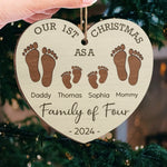 Custom Name First Christmas Family of Four Gifts - Personalized Ornament