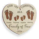 Custom Name First Christmas Family of Four Gifts - Personalized Ornament
