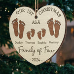 Custom Name First Christmas Family of Four Gifts - Personalized Ornament