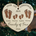 Custom Name First Christmas Family of Four Gifts - Personalized Ornament