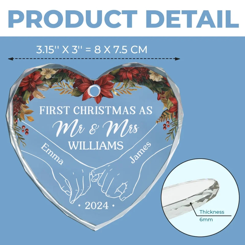 The Only Gift I Want This Year Is Your Presence - Couple Personalized Custom Heart Glass Ornament - New Arrival, Christmas Gift For Husband Wife, Anniversary, First Christmas AMZ