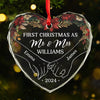 The Only Gift I Want This Year Is Your Presence - Couple Personalized Custom Heart Glass Ornament - New Arrival, Christmas Gift For Husband Wife, Anniversary, First Christmas AMZ