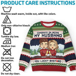 Sips And Smiles With You - Couple Personalized Custom Ugly Sweatshirt - Unisex Wool Jumper - Christmas Gift For Husband Wife, Anniversary