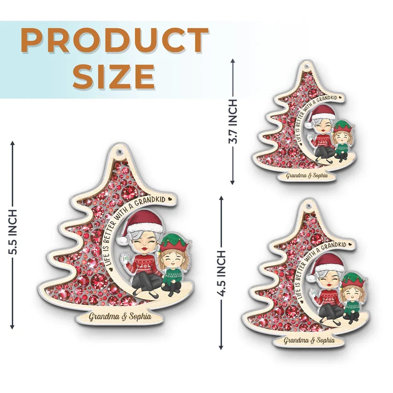 A Grandchild Is The Tinsel On The Christmas Tree Of Life - Family Personalized Custom Ornament - Acrylic Custom Shaped - Christmas Gift For Grandma, Grandkid