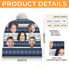 Custom Photo Family Makes Christmas Merrier And Brighter - Family Personalized Custom Christmas Beanie Hat - Christmas Gift For Family Members