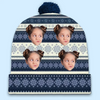 Custom Photo Family Makes Christmas Merrier And Brighter - Family Personalized Custom Christmas Beanie Hat - Christmas Gift For Family Members