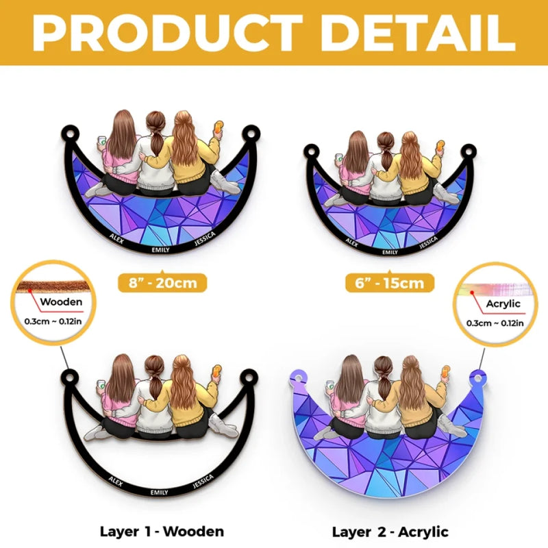 A Friend Is A Gift You Give Yourself - Bestie Personalized Window Hanging Suncatcher - Christmas Gift For Best Friends, BFF, Sisters