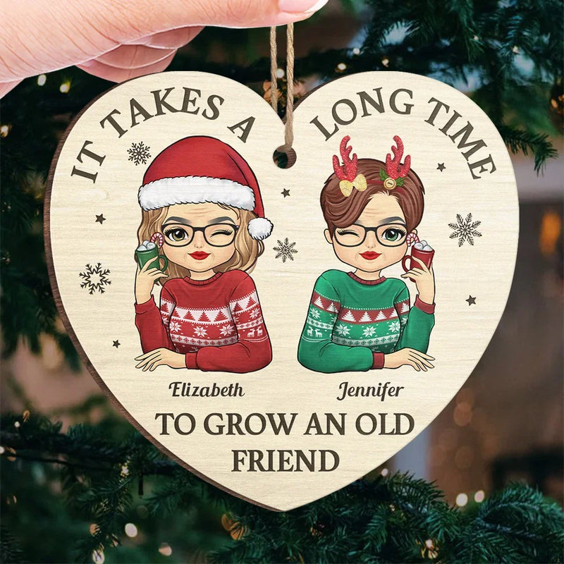 To Be With Old Friends Is Very Warming And Comforting - Bestie Personalized Custom Ornament - Wood Custom Shaped - Christmas Gift For Best Friends, BFF, Sisters