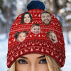 Custom Photo Family Is The Heart Of Christmas Joy - Family Personalized Custom Christmas Beanie Hat - Christmas Gift For Family Members