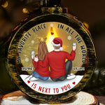 Custom Name Funny Couple Christmas Gifts - Personalized Candlelight Lantern Ornament