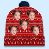 Custom Photo Family Is The Heart Of Christmas Joy - Family Personalized Custom Christmas Beanie Hat - Christmas Gift For Family Members