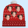 Custom Photo Family Is The Heart Of Christmas Joy - Family Personalized Custom Christmas Beanie Hat - Christmas Gift For Family Members