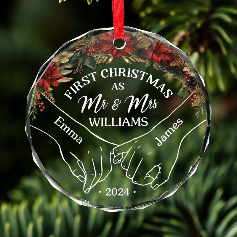 It's Merry Everything When We're Together - Couple Personalized Custom Circle Glass Ornament - Christmas Gift For Husband Wife, Anniversary, First Christmas